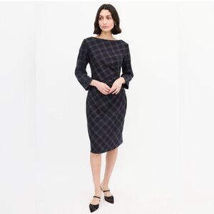 Weekend Max Mara Navy Plaid Midi Dress